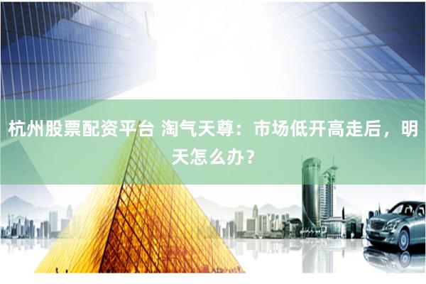 杭州股票配资平台 淘气天尊：市场低开高走后，明天怎么办？